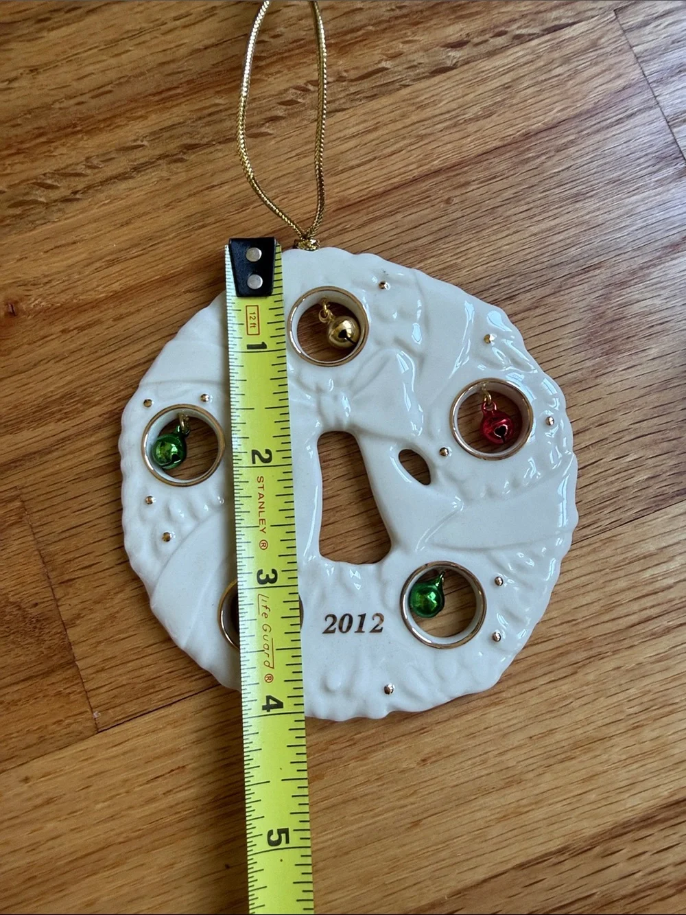 Lenox 2012 Jolly Jingle Bell Wreath porcelain Christmas ornament new in box